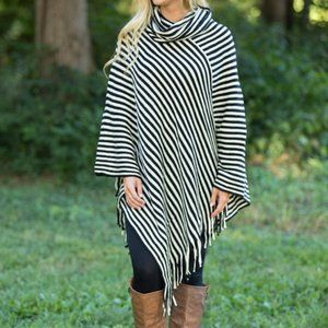 Striped Black/White Poncho